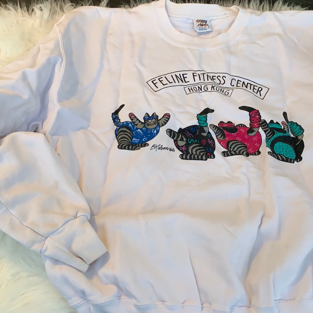 Vintage Cat Sweatshirt Feline Fitness, Hong Kong